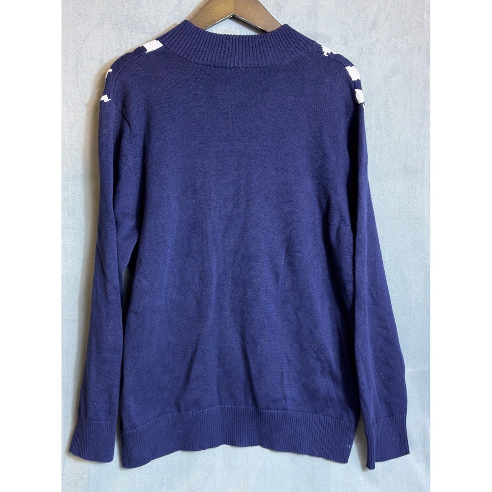 Chicos Weekends Cardigan Sweater Navy w/White Lightweight Beach Summer Nights 3 - Picture 12 of 15